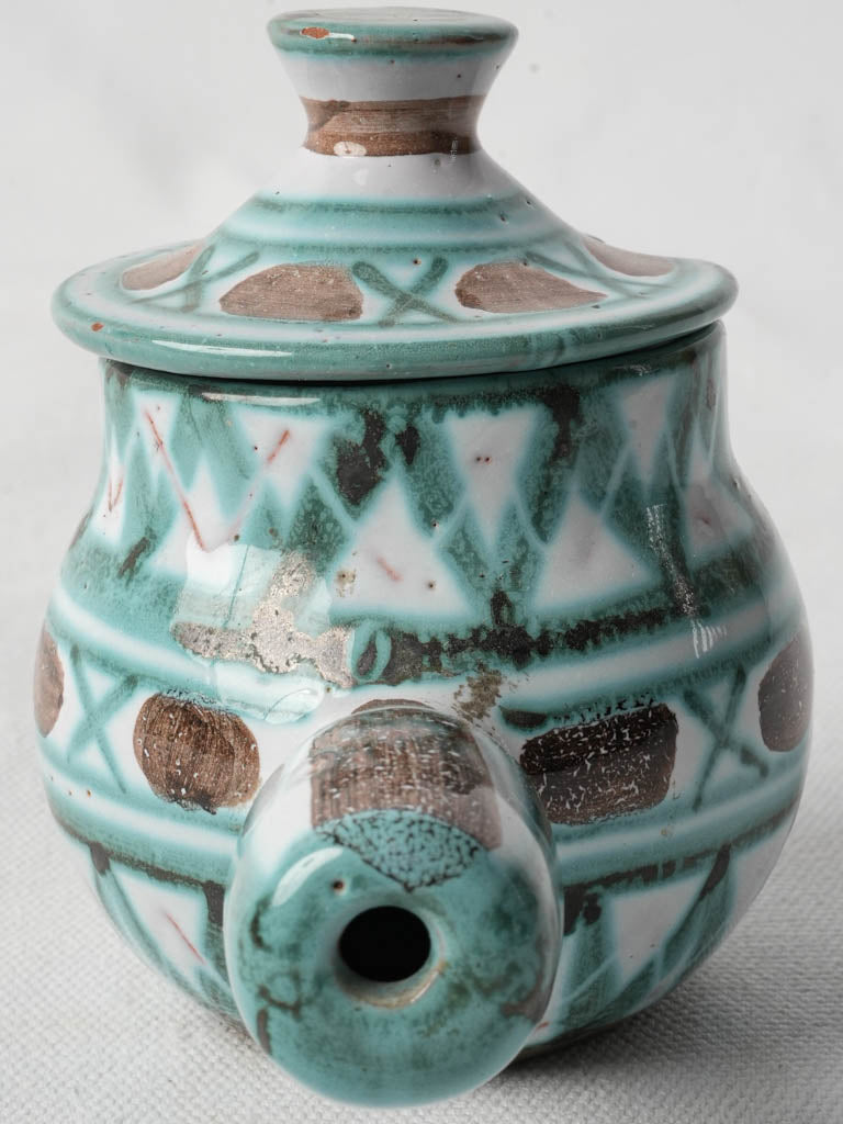 Turquoise green glazed condiment pot