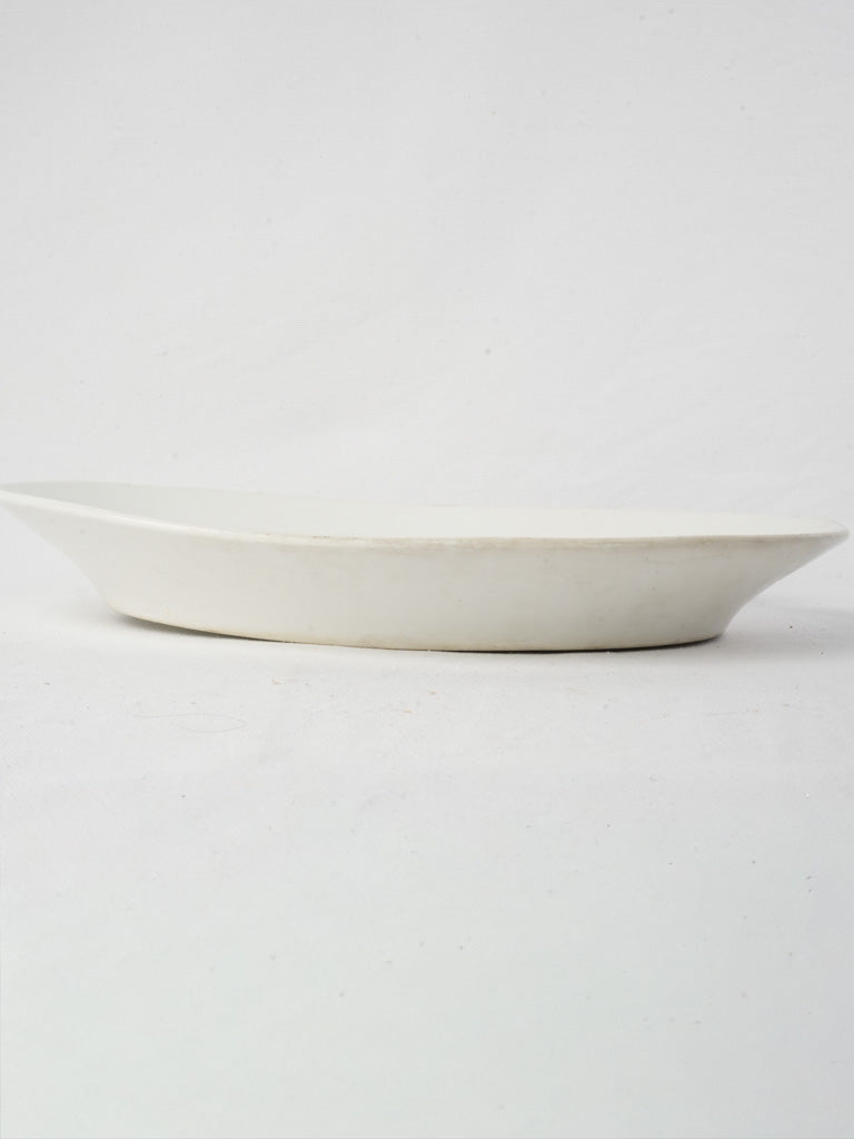 Large Early-20th Century French White-Glazed Oval Serving Dish y- 17¼"