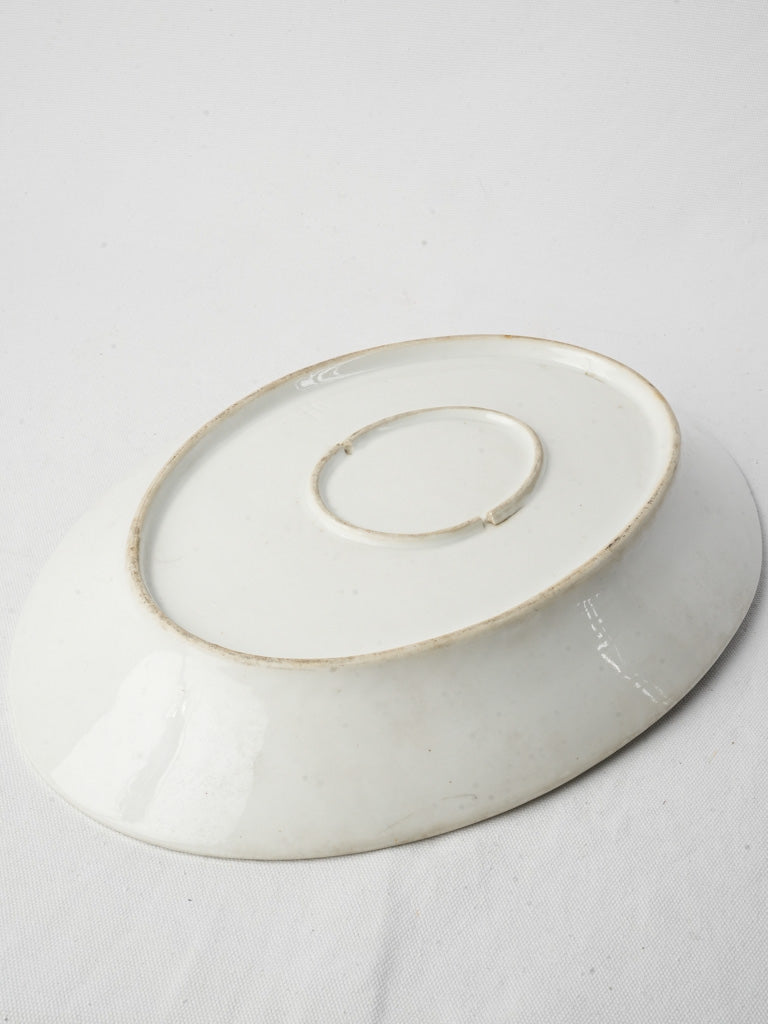 Large Early-20th Century French White-Glazed Oval Serving Dish y- 17¼"