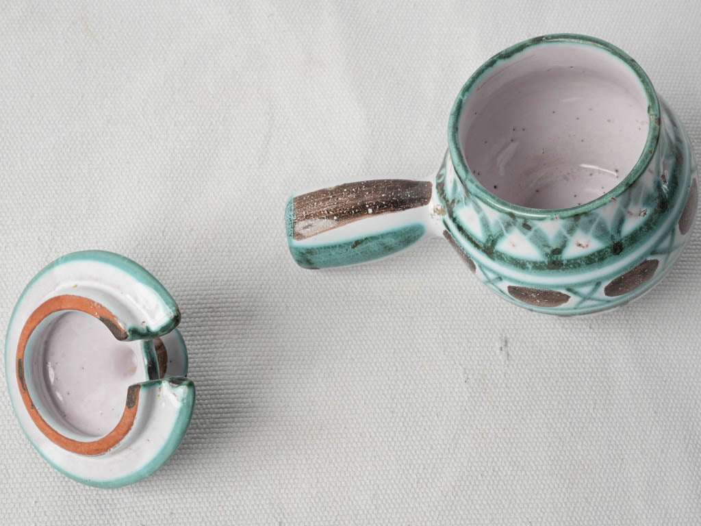 Collectible Vallauris ceramic condiment pot