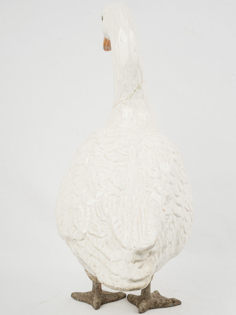 Textured Bavent Faience Goose Sculpture