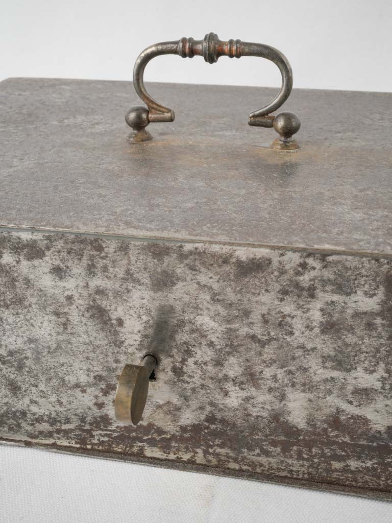 Patina finish metal keepsake chest