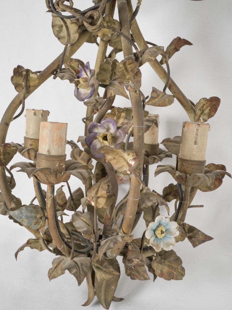 Decorative antique tole light fixture