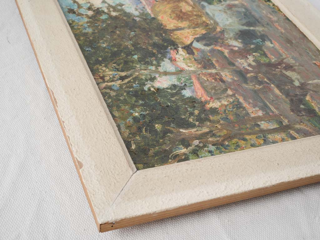 Charming pastoral wood-framed painting