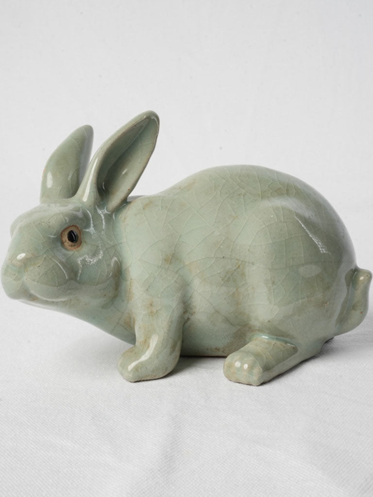 Glazed mid-century rabbit sculpture