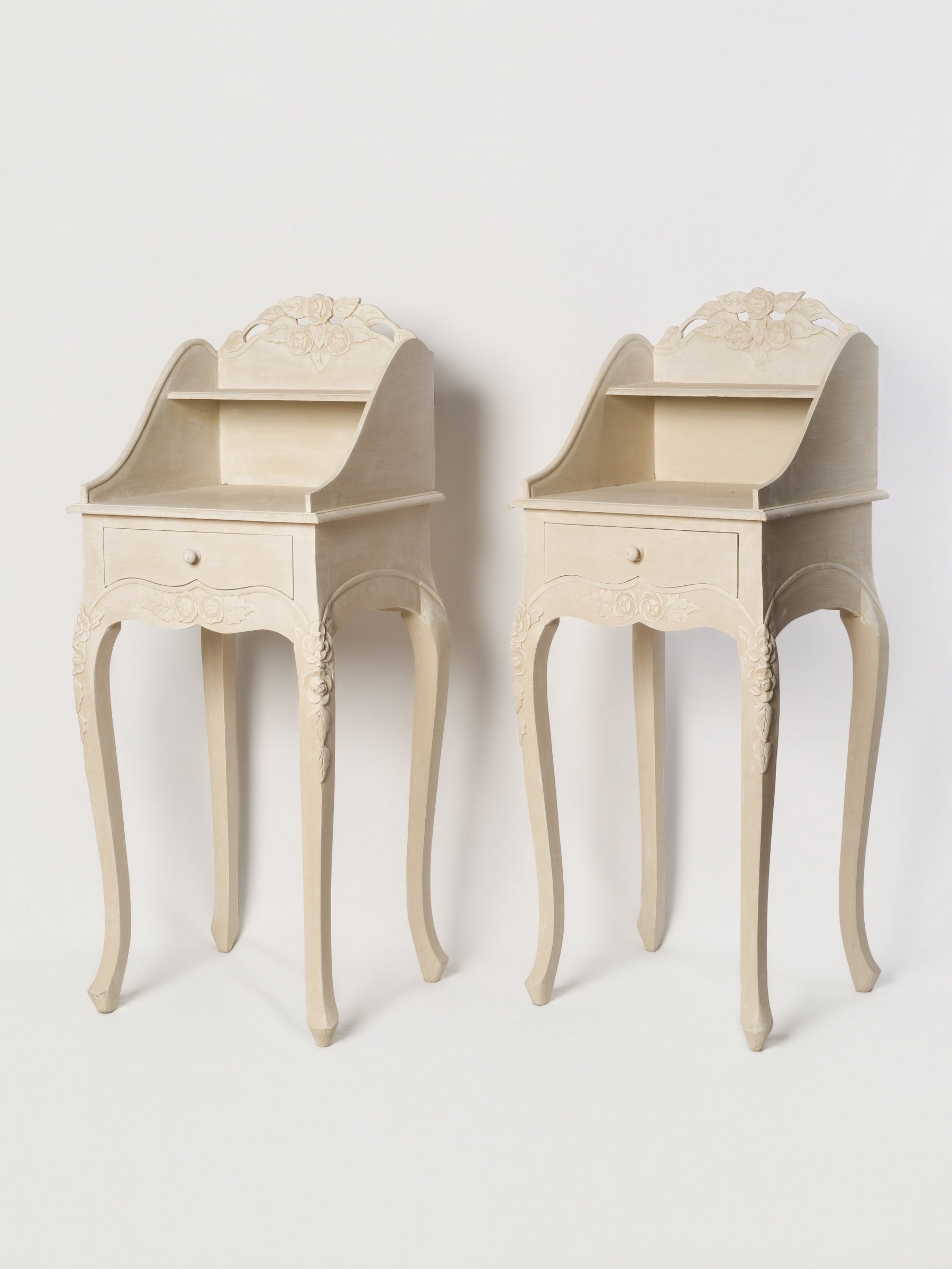 Pair of Vintage French Louis XV-Style Nightstands w/ Soft Patinated Finish - 39½" x 16¼"