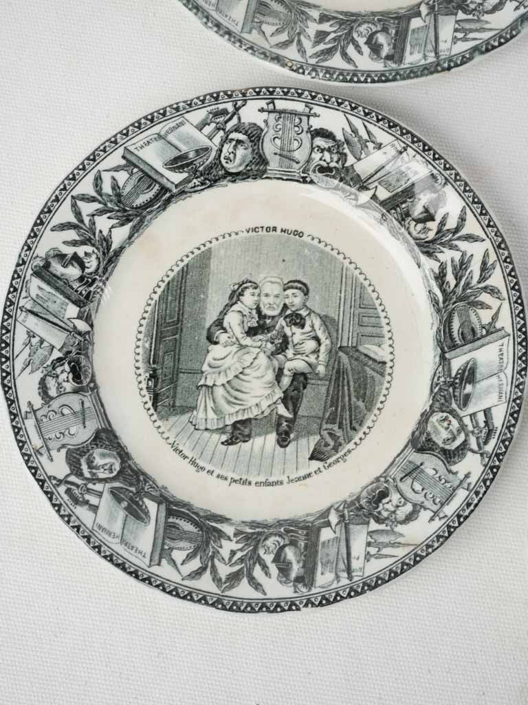 Set of Four Late 19th-Century “Assiettes Parlantes” Dessert Plates w/ Scenes from the Life of Victor Hugo - 8"