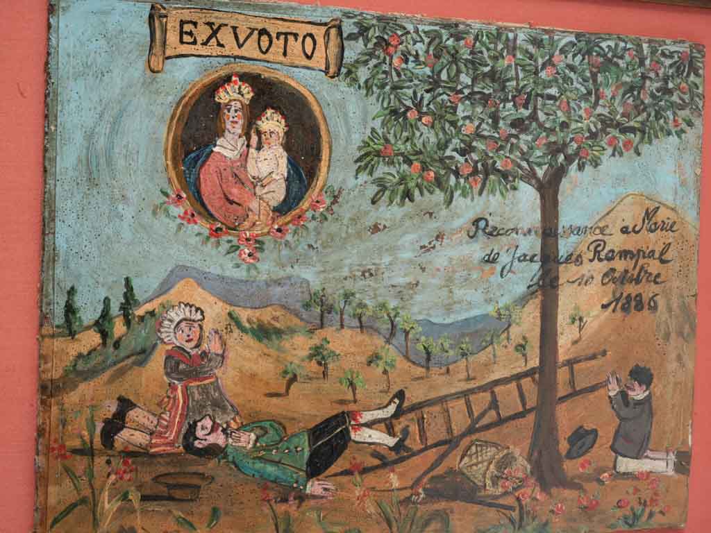 Ochre-toned Mediterranean folk painting