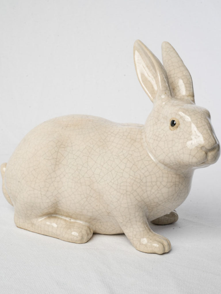 Vintage glazed ceramic rabbit sculpture