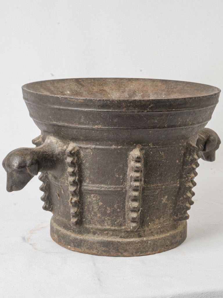 Rare antique cast iron mortar