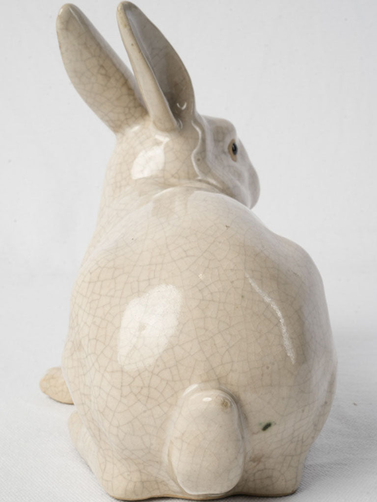 Detailed crackle-glazed ceramic rabbit art