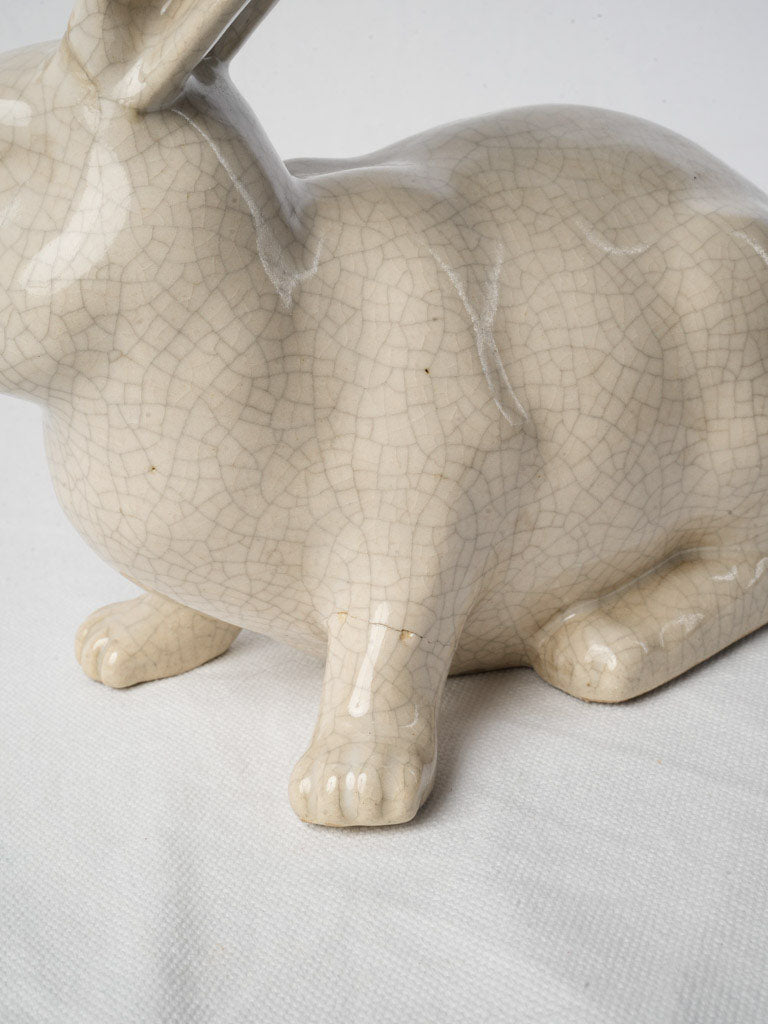 Subtle aged ceramic rabbit ornament