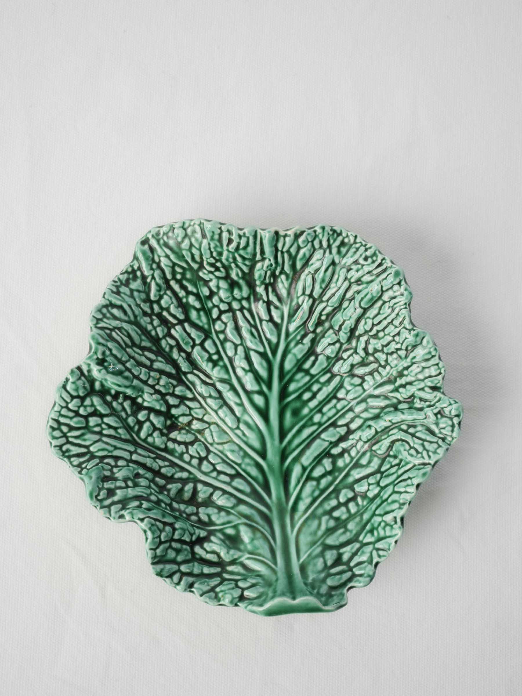 Textured green majolica serving tray