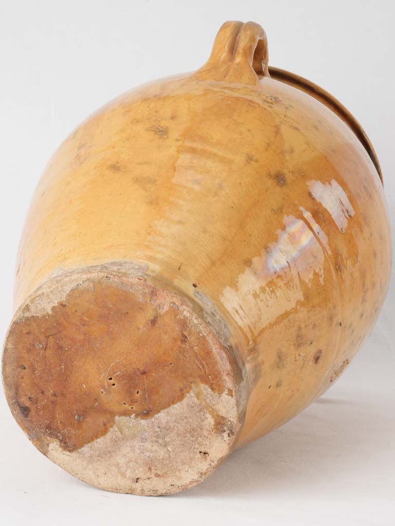 Huge yellow ocher confit pot w/ SP monogram 16¼"