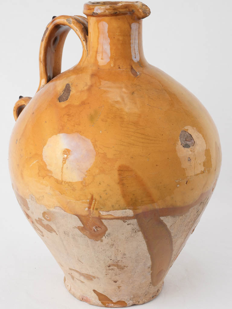 Large oil pitcher w/ ocher glaze - 2 handles 17"