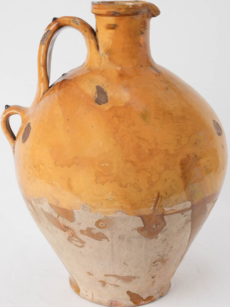 Large oil pitcher w/ ocher glaze - 2 handles 17"