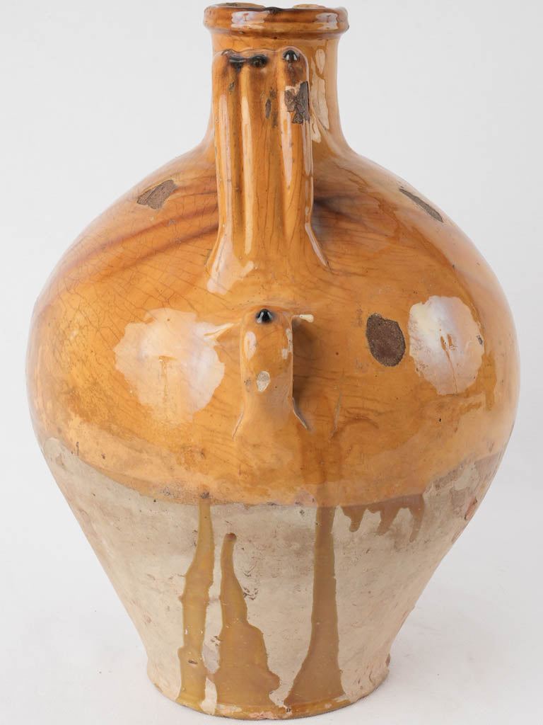 Large oil pitcher w/ ocher glaze - 2 handles 17"