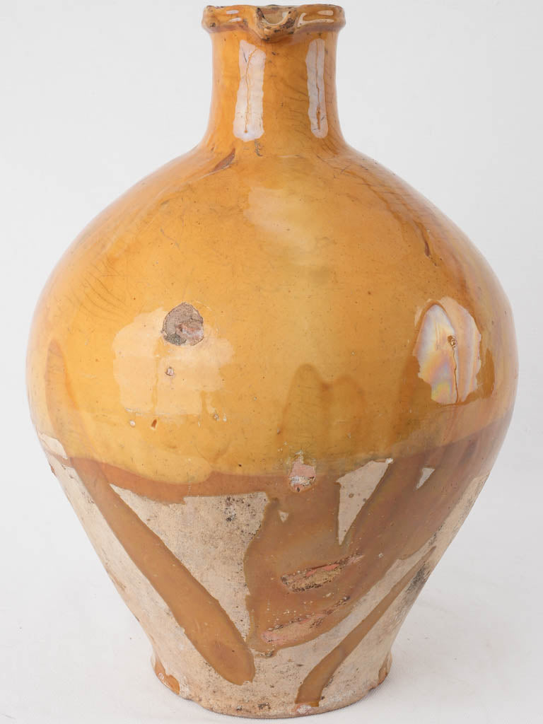 Large oil pitcher w/ ocher glaze - 2 handles 17"