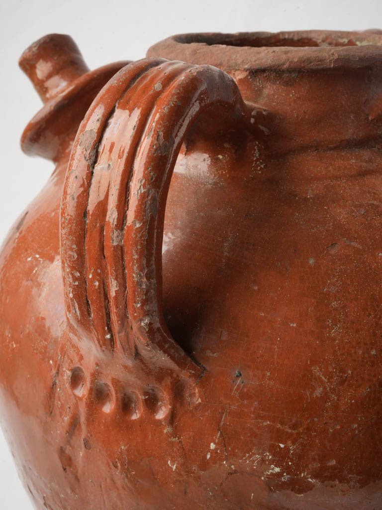 Antique Glazed Terracotta Oil Jar in Warm Amber - 15¼"