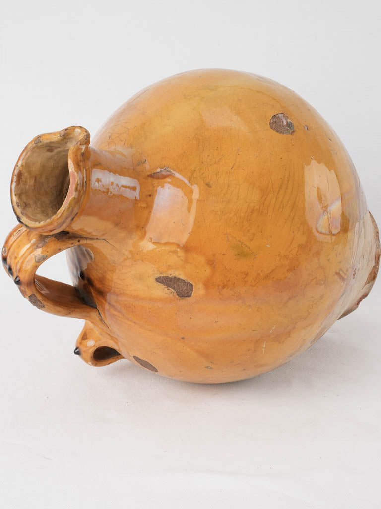 Large oil pitcher w/ ocher glaze - 2 handles 17"