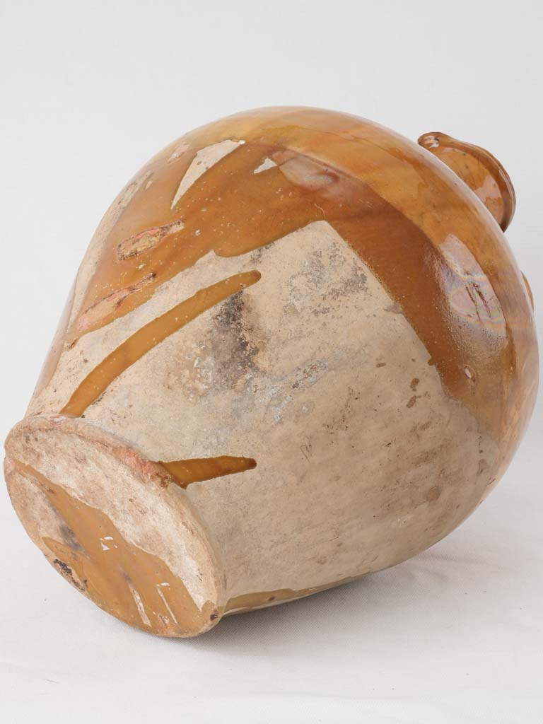 Large oil pitcher w/ ocher glaze - 2 handles 17"