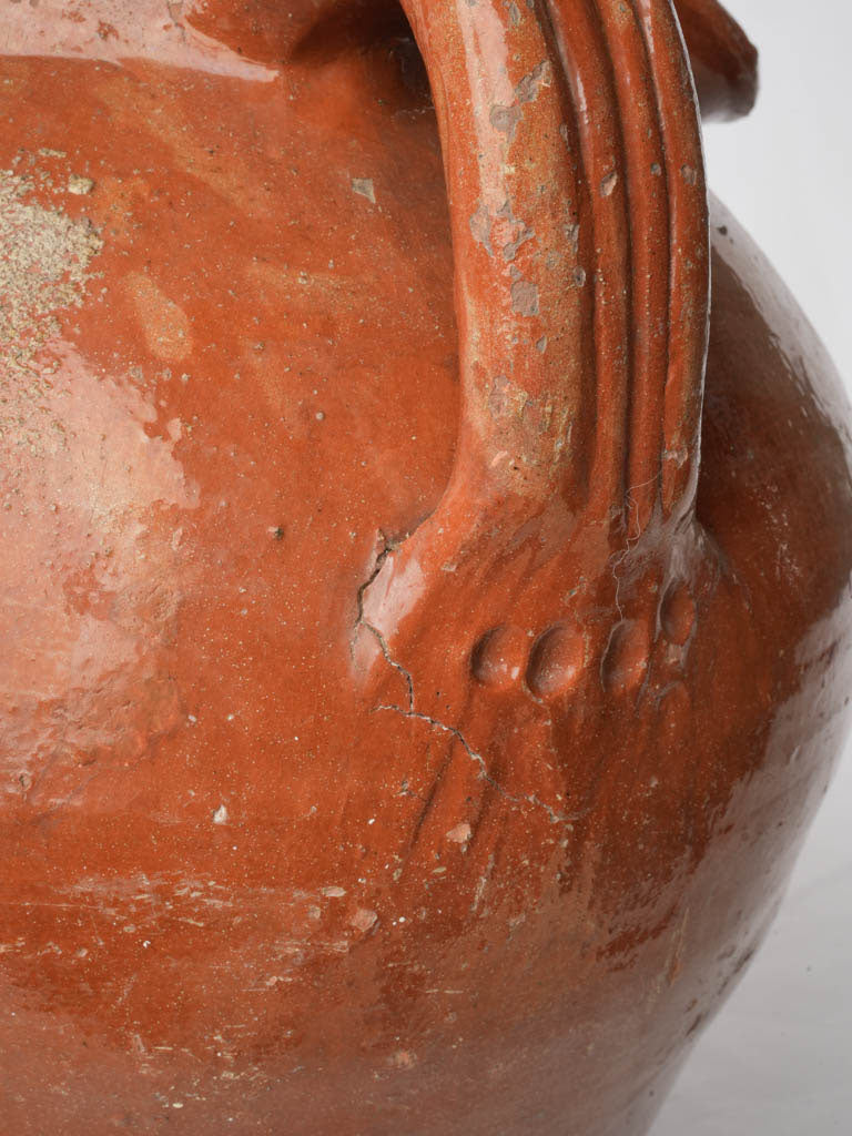 Antique Glazed Terracotta Oil Jar in Warm Amber - 15¼"