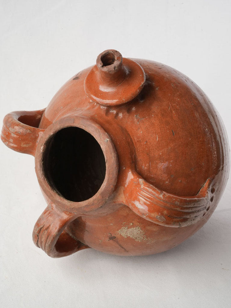 Antique Glazed Terracotta Oil Jar in Warm Amber - 15¼"