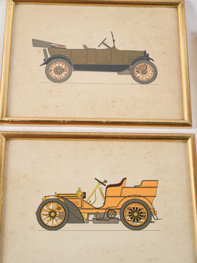 Elegant vintage automobiles illustration pieces