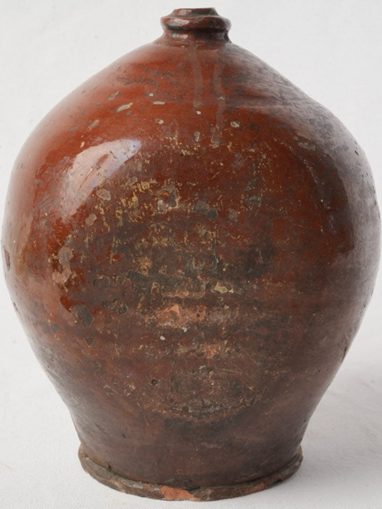 19th Century Vinegar Vessel w/ Glossy Terracotta Glaze - 8"
