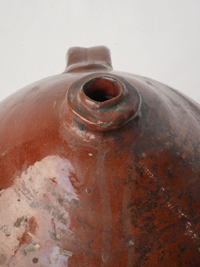 19th Century Vinegar Vessel w/ Glossy Terracotta Glaze - 8"