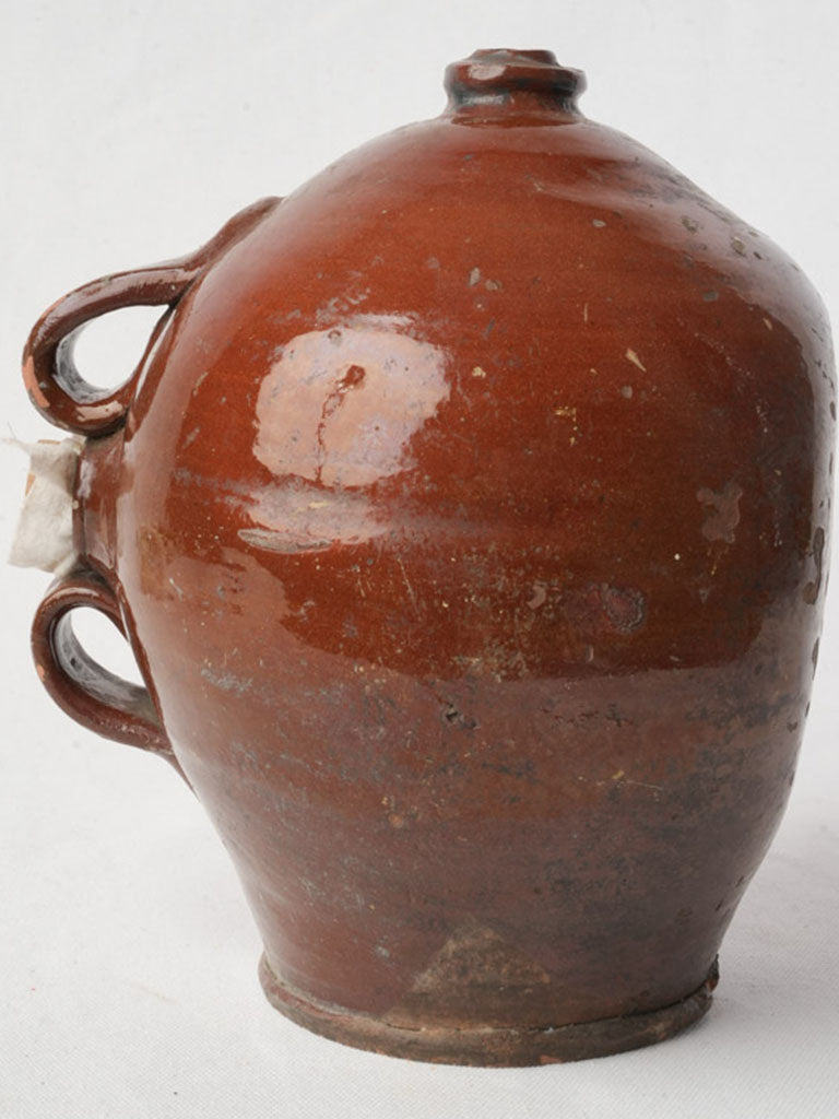 19th Century Vinegar Vessel w/ Glossy Terracotta Glaze - 8"