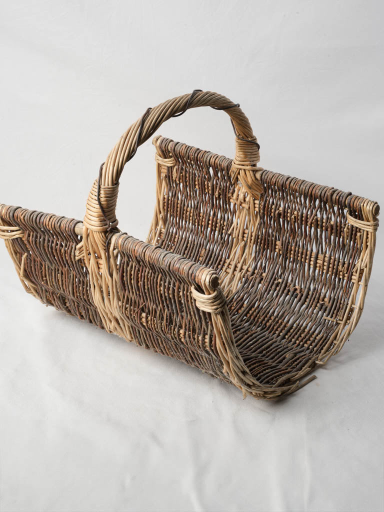 Rustic natural fiber woven basket