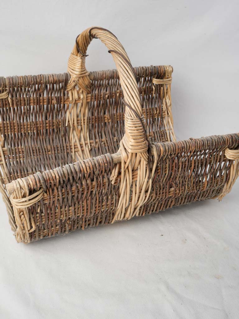 Aged patina wicker work basket