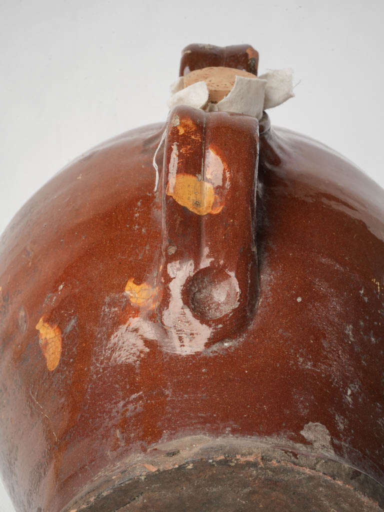 19th Century Vinegar Vessel w/ Glossy Terracotta Glaze - 8"