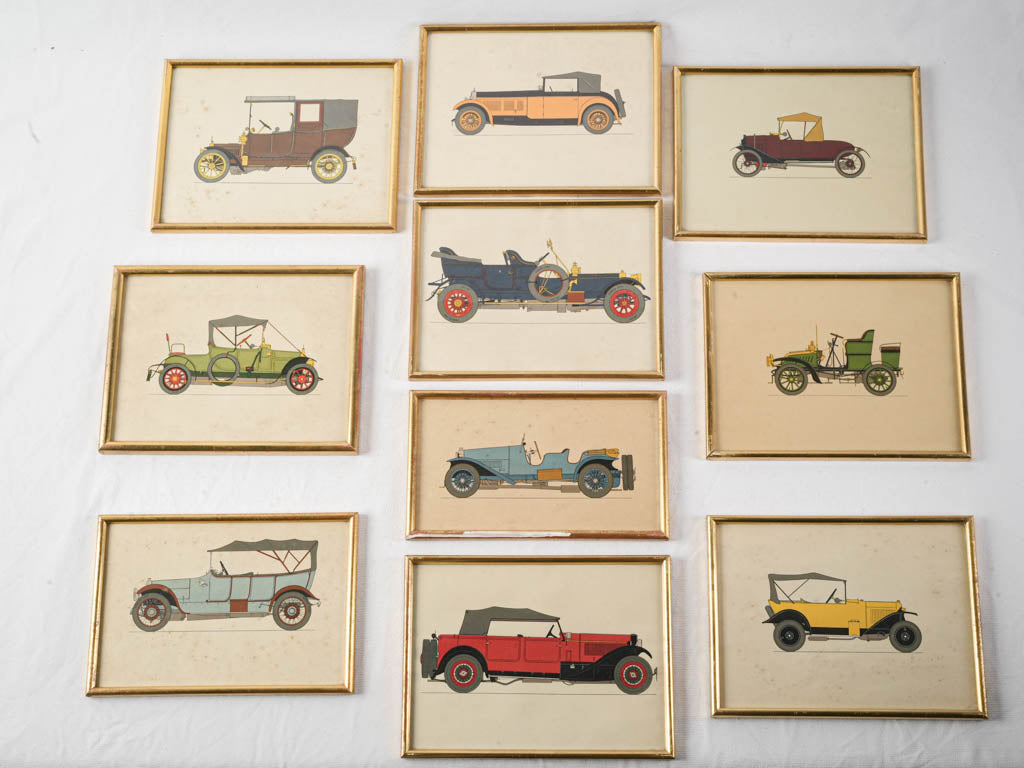 Charming classic car sketch ensemble