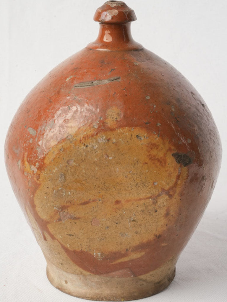 Nineteenth Century Terracotta Ceramic Vinegar Vessel w/ Ocher Glaze - 8¾"
