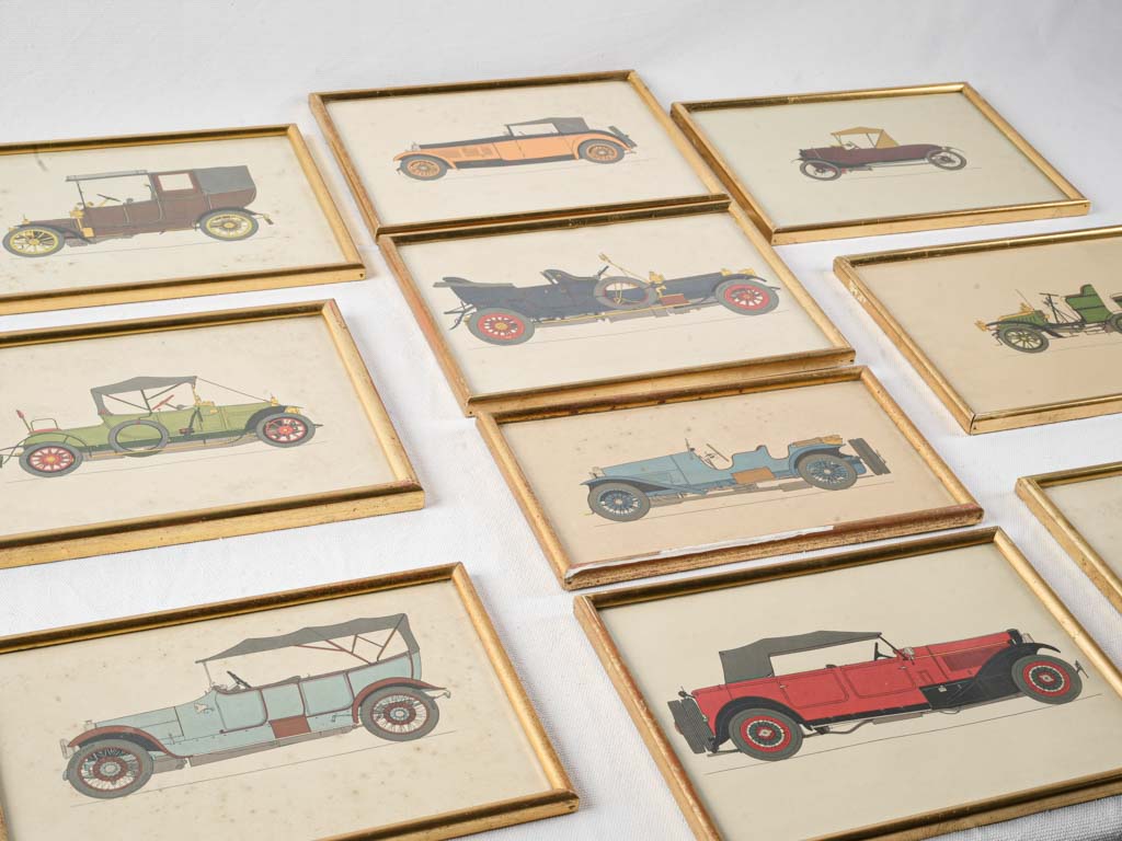 Timeworn vintage automobile framed set