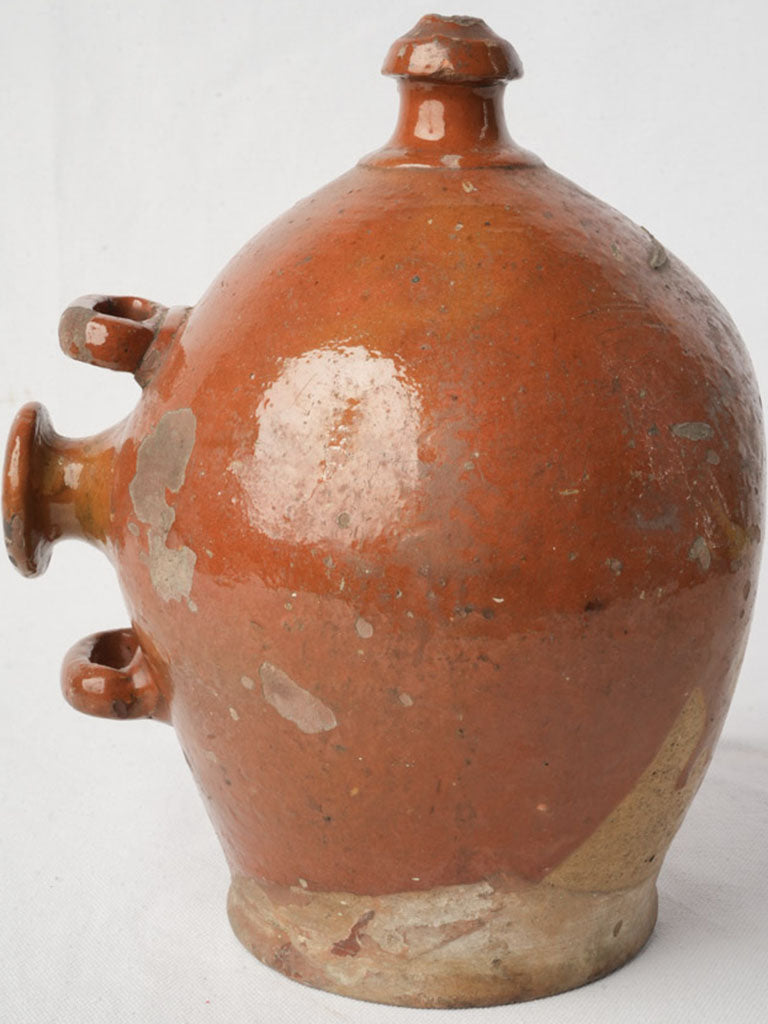 Nineteenth Century Terracotta Ceramic Vinegar Vessel w/ Ocher Glaze - 8¾"