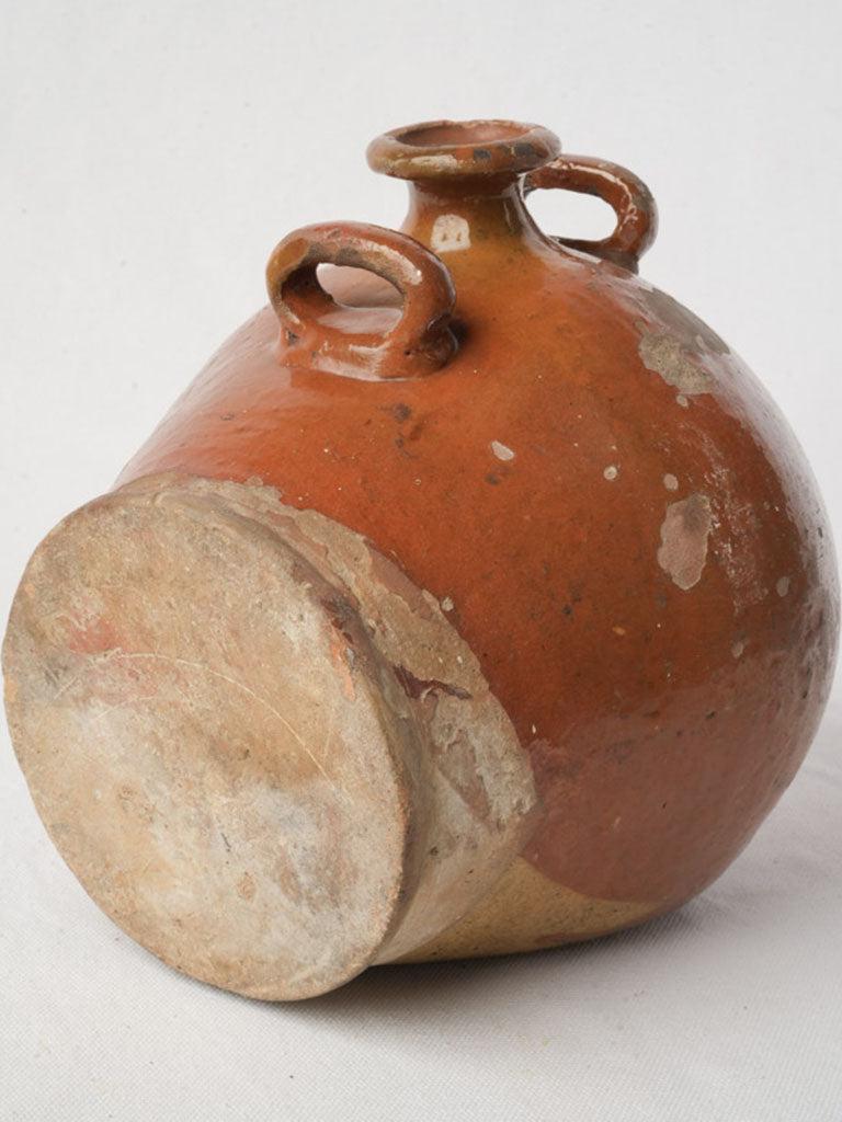 Nineteenth Century Terracotta Ceramic Vinegar Vessel w/ Ocher Glaze - 8¾"