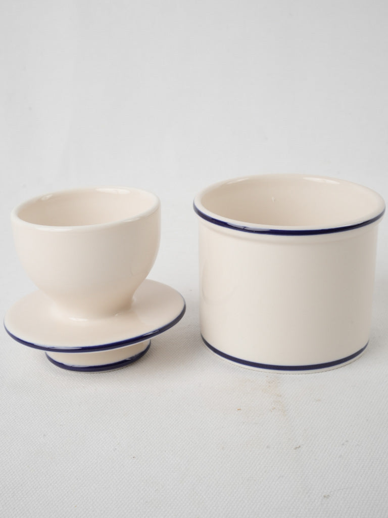 Elegant white-glazed terracotta butter bell