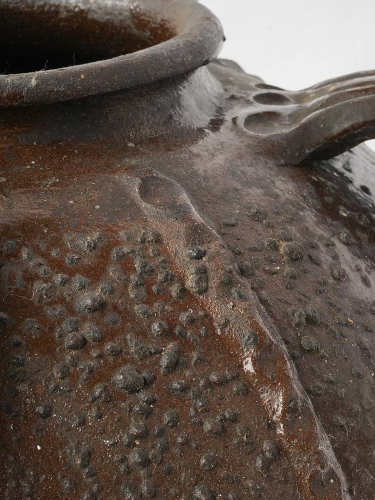 19th Century Walnut Oil Jar w/ Applied Cross Motif - 11½"