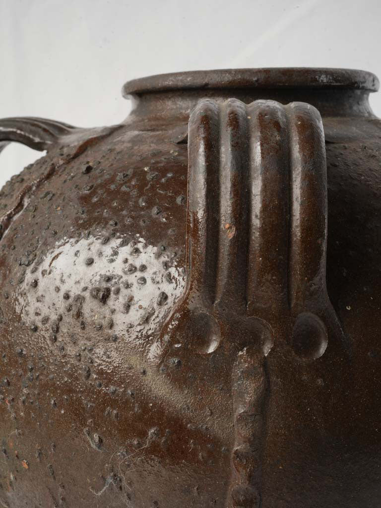 19th Century Walnut Oil Jar w/ Applied Cross Motif - 11½"