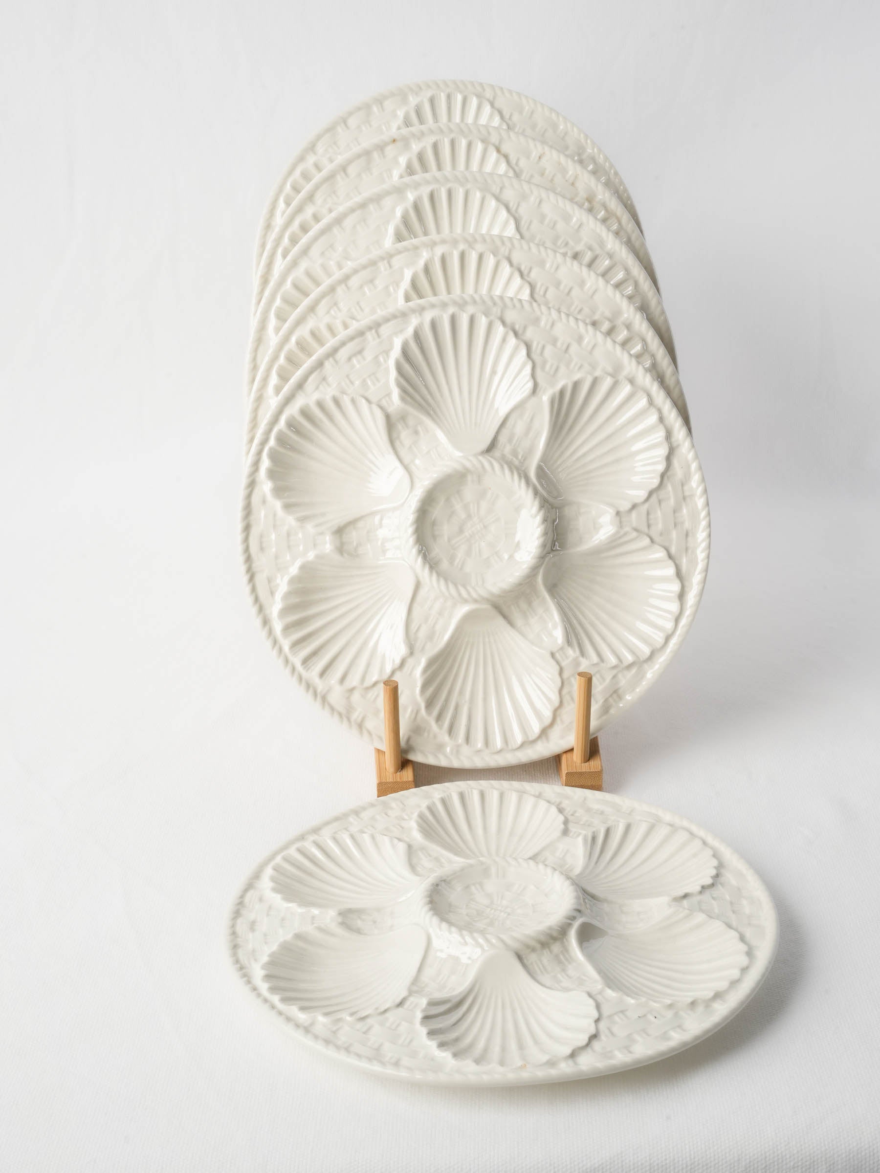 Mid-century French faience oyster plates