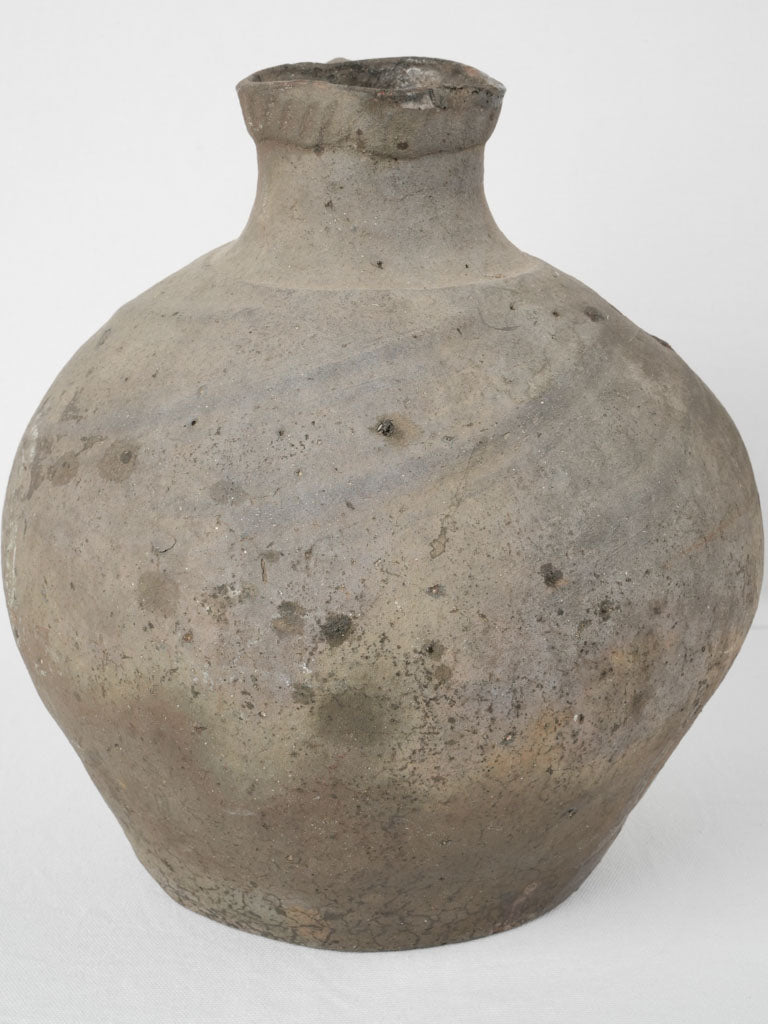 Matte charred French pottery vessel