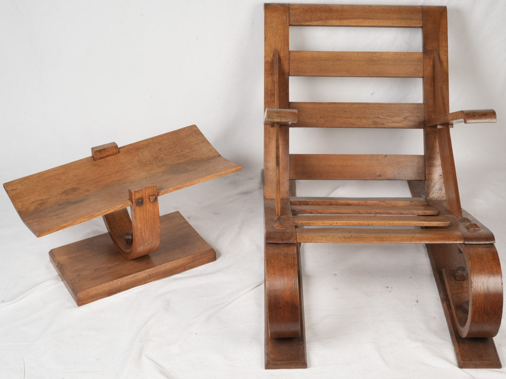 Unique early-modernist oak armchair