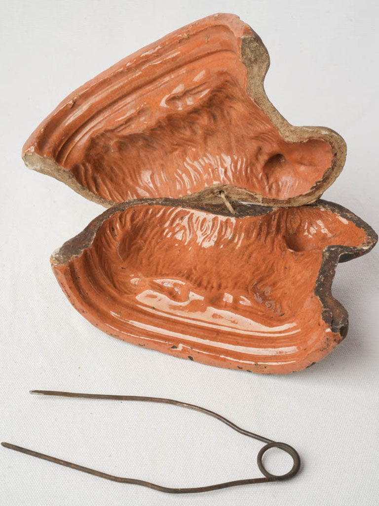 Antique Terracotta Easter Lamb Mould from Soufflenheim - 6¾"