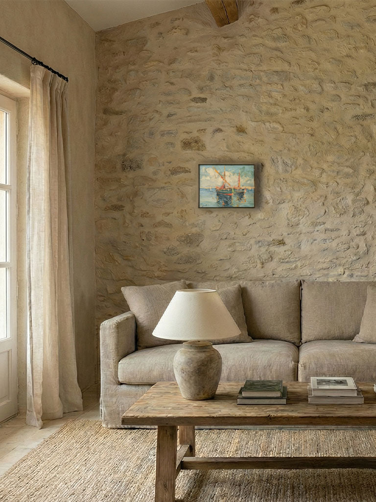 Colorful Mediterranean seascape artwork