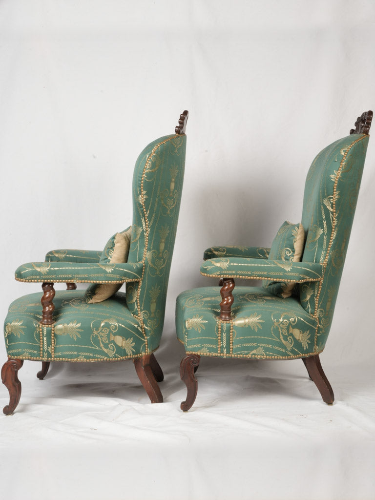 Ornamental carved crest mahogany chairs