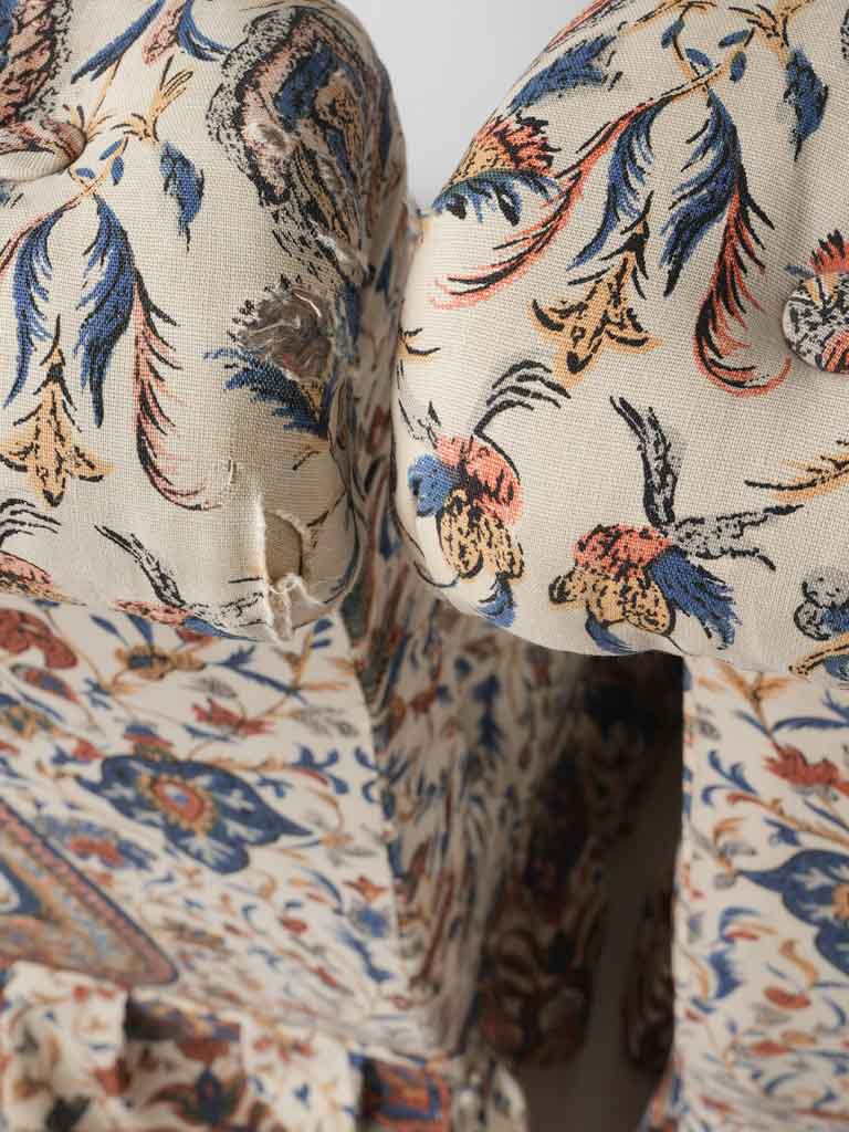 Walnut-legged French lounge chairs
