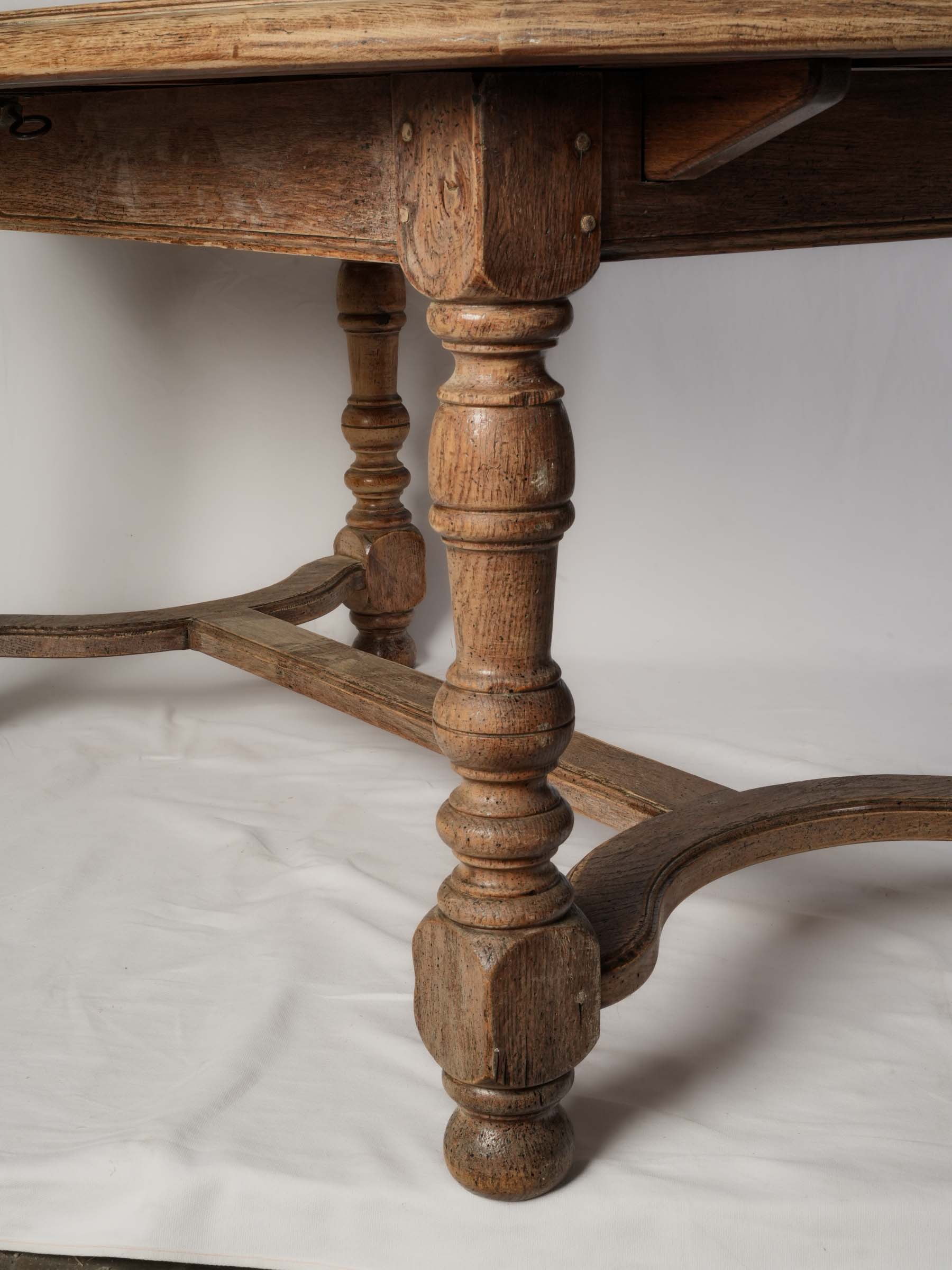Beautiful Extendable Oak Dining Table w/ Parquetry Top, Early 20th Century